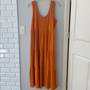 J Crew Orange Maxi Tiered Dress